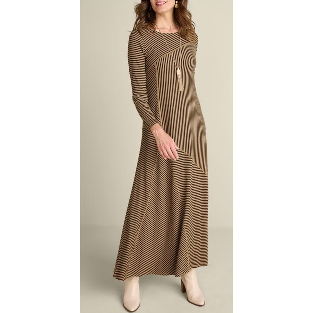 Soft Surroundings Ryley Dress‎ PM Petite Striped Asymmetrical Midi